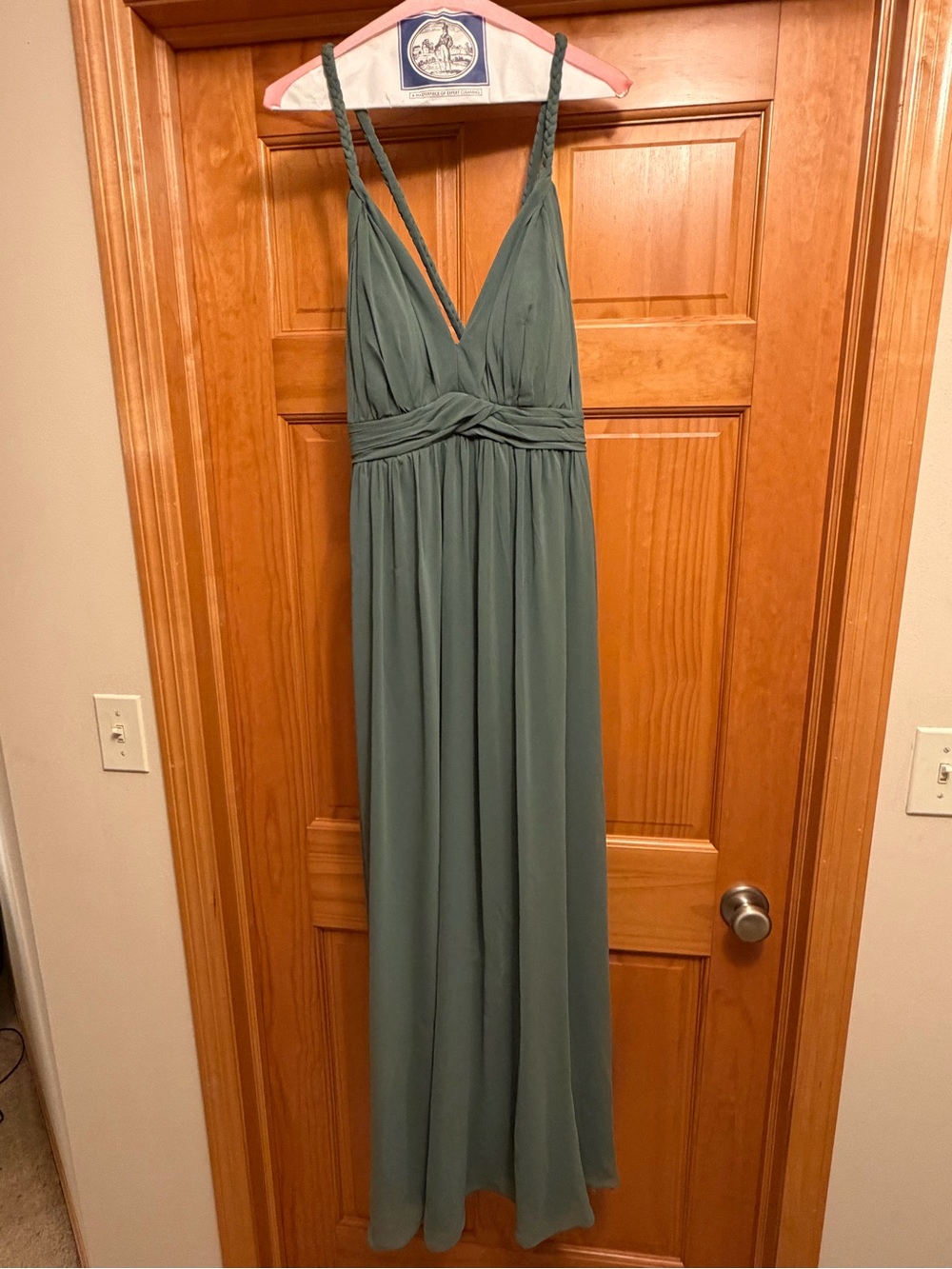 Azazie Eucalyptus Bridesmaid Dress with Braided Straps